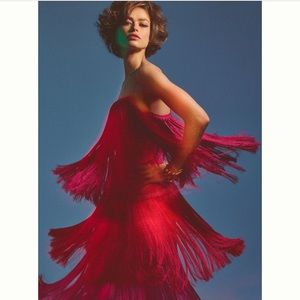 Anthropologie LET ME BE fringe ombré dress